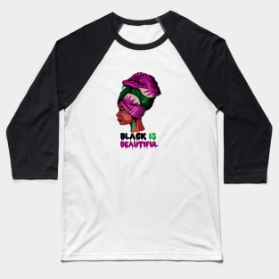 Black is Beautiful, Afro African Woman Baseball T-Shirt